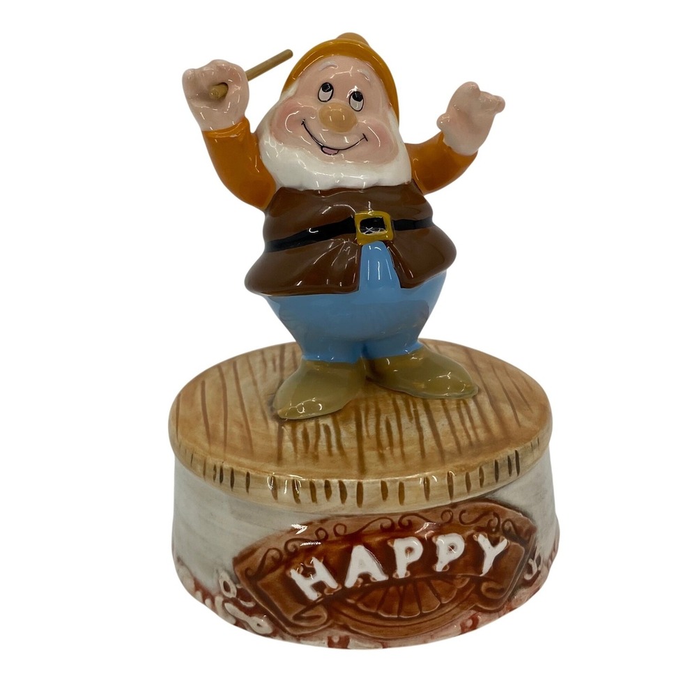 Schmid Disney Snow White Happy Dwarf Music Box I Whistle A Happy Tune‎ Vintage